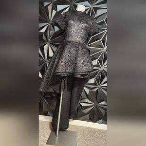 Stylish Black Lace High-Low Dress